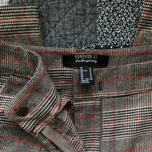 forever 21 brown red check pattern trousers slacks office wear — size medium
